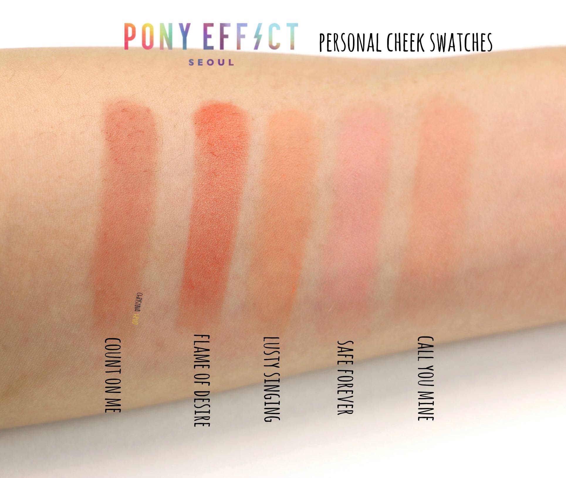 Pony effect personal cheek swatches