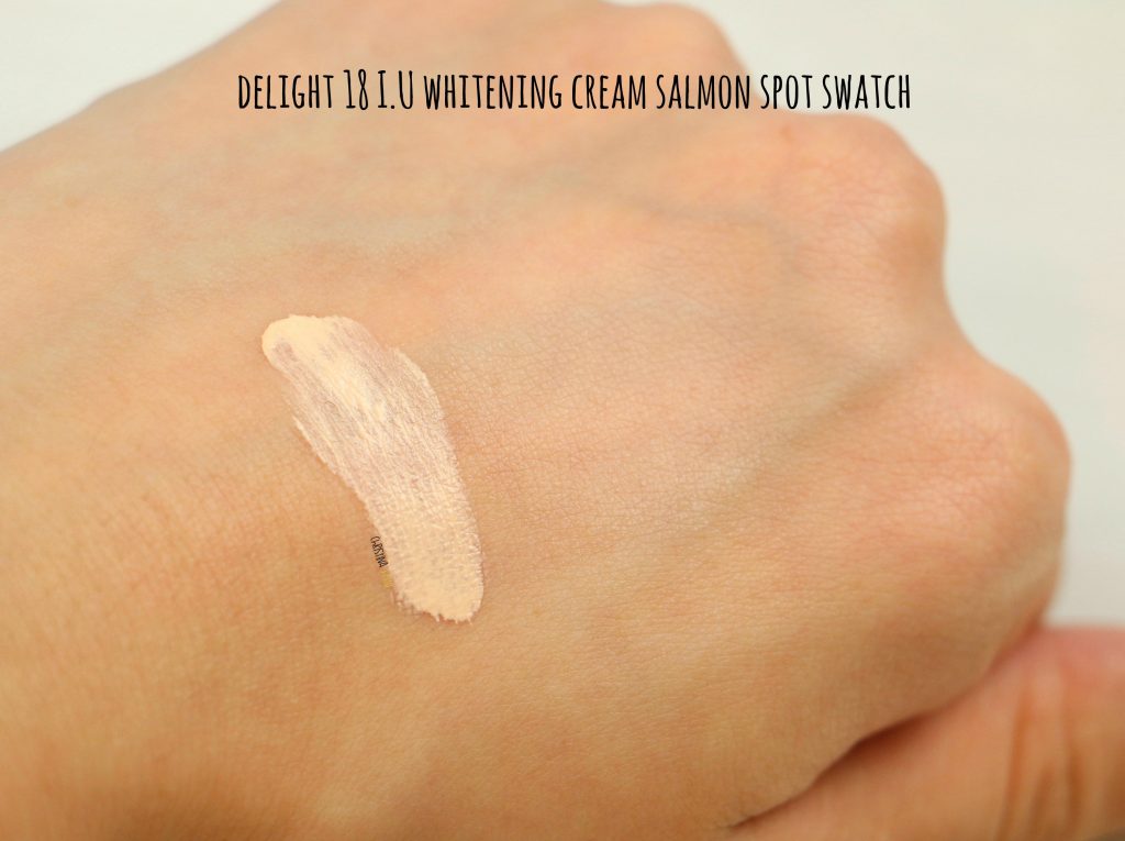 Delight 18 I.U Whitening cream salmon spot swatch