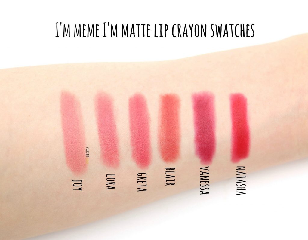 I'm meme i'm matte lip crayon swatches
