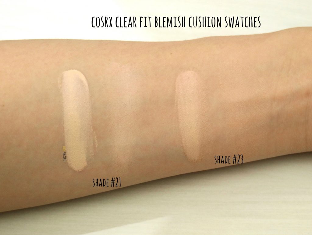 Cosrx cushion shade swatches