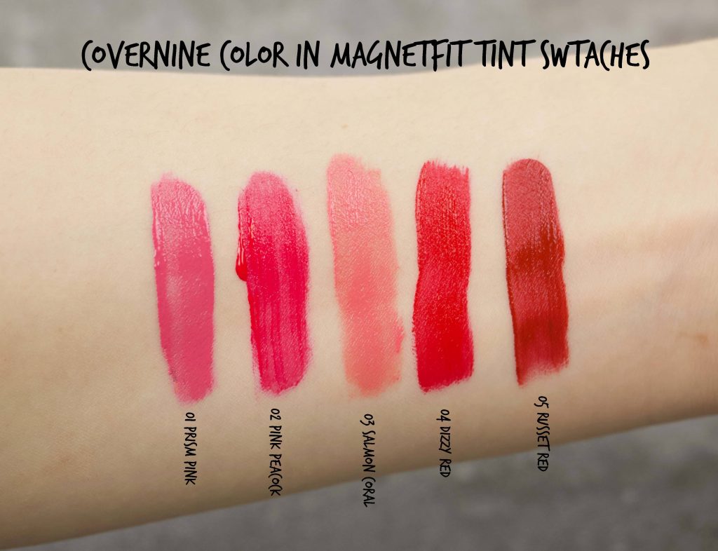 Covernine color magnetfit tint swatches