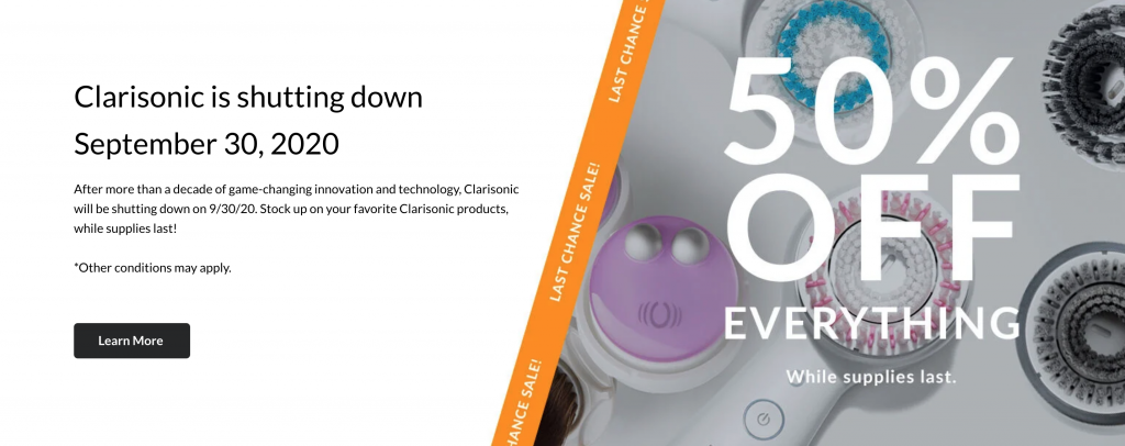 Clarisonic shutting down 50% off everything