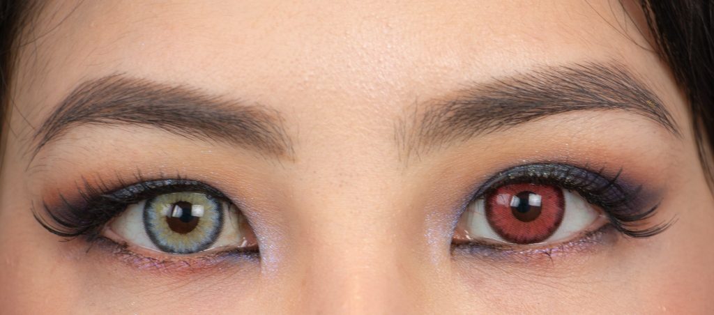 Olens vampire red sliver try on halloween color contacts 