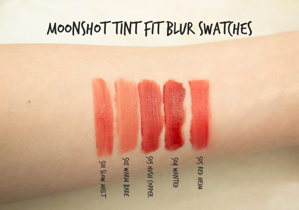 Moonshot tint fit blur swatches review