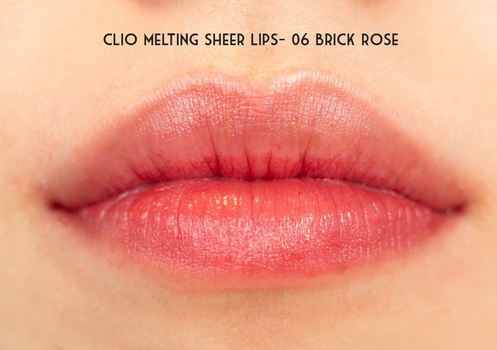 Clio melting sheer lips 06 brick rose swatch review korean lip tint