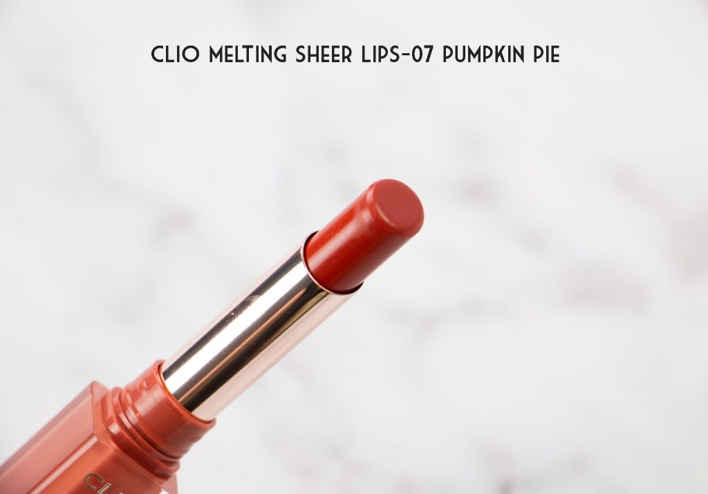 Clio melting sheer lips 07 pumpkin pie review swatch