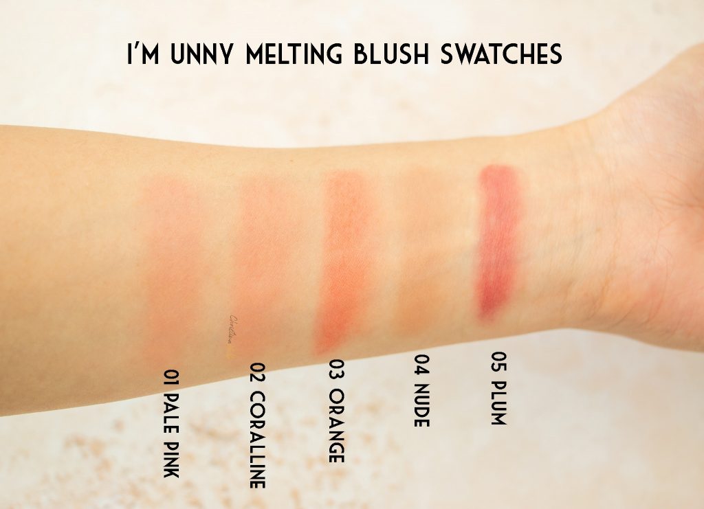 I'm unny melting blush swatches review