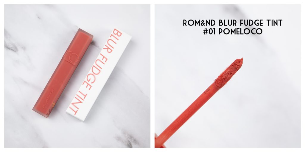 Romand blur fudge tint review 01 pomeloco swatches