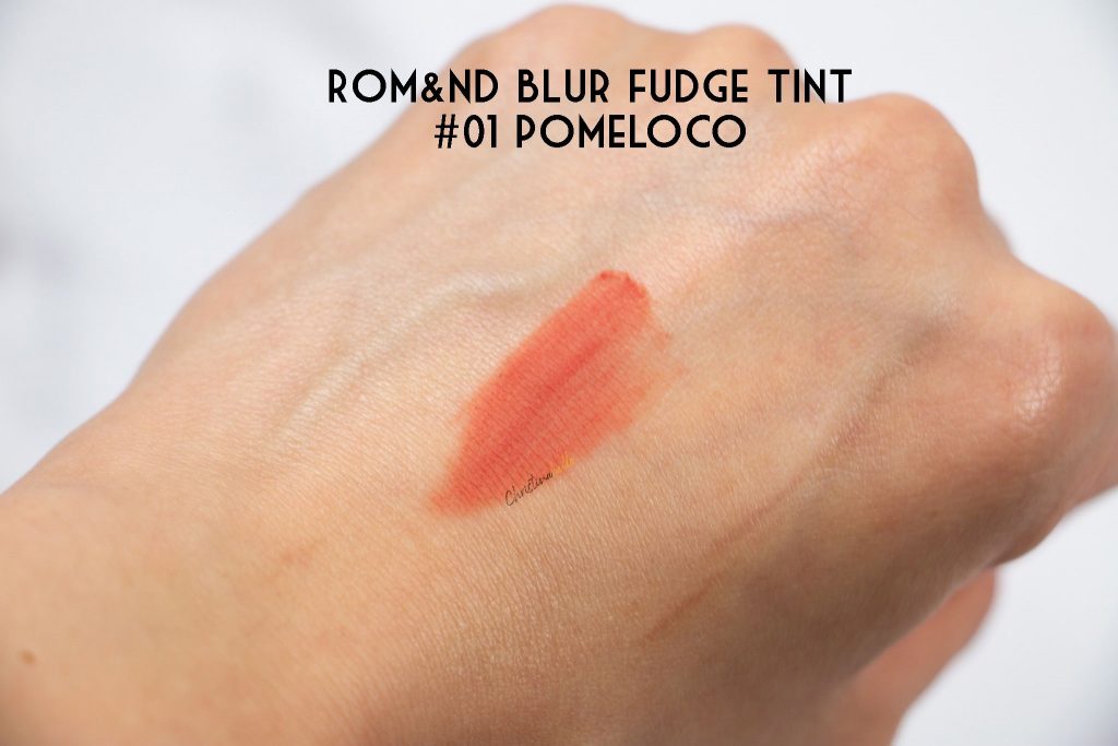 Romand blur fudge tint 01 pomeloco review swatches