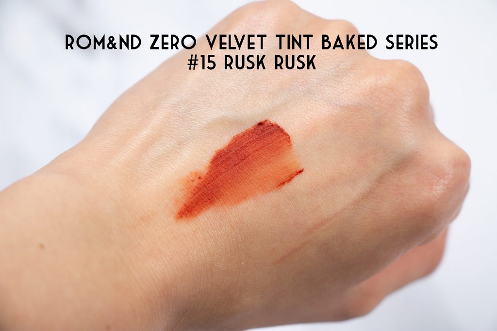 Romand zero velvet tint baked series 15 rusk rusk swatch review