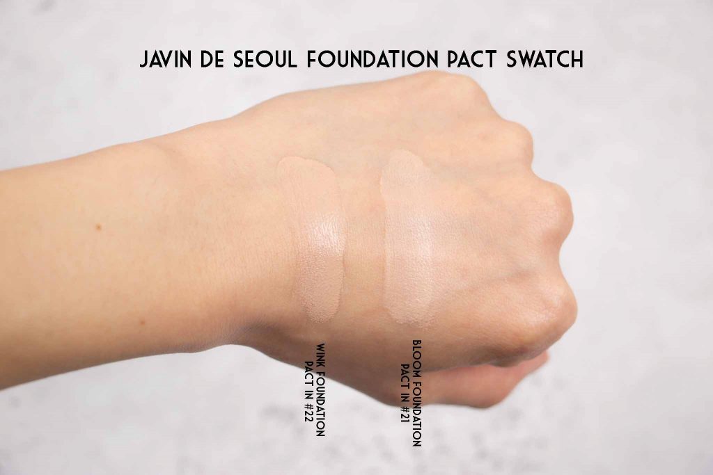 Javin de Seoul foundation pact swatches