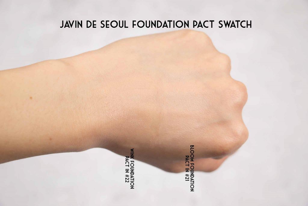 Javin de Seoul foundation pact swatches